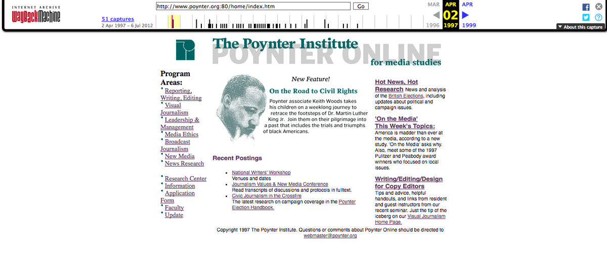 Poynter.org близько 1997 року.