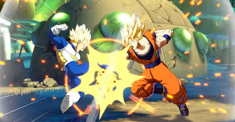 (l-r) Vedžitas prieš Goką'Dragon Ball FighterZ'