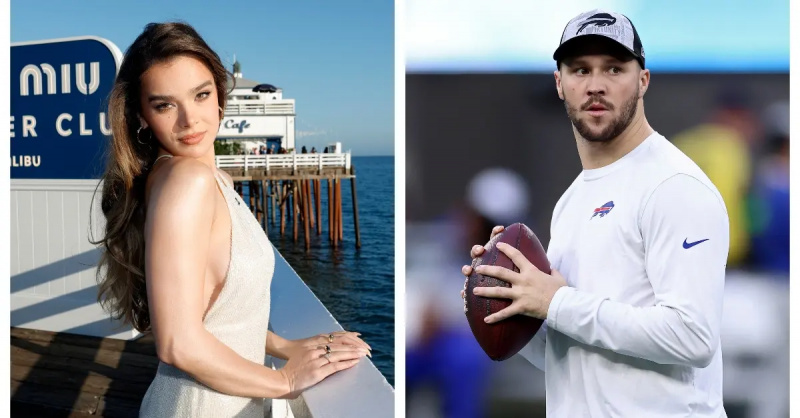 Hailee Steinfeld uczestniczy w Miu Miu Summer Club Malibu na molo w Malibu, 26 lipca 2023 r. w Malibu w Kalifornii. (Zdjęcie: Stefanie Keenan/Getty Images dla Miu Miu); Josh Allen nr 17 drużyny Buffalo Bills rozgrzewa się przed meczem z Los Angeles Chargers na stadionie SoFi 23 grudnia 2023 r. w Inglewood w Kalifornii. (Zdjęcie: Katelyn Mulcahy/Getty Images)