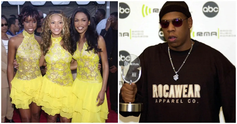 (l-r): Kelly Rowland, Beyonce, at Michelle Williams sa isang kaganapan; Si Jay-Z ay may hawak na tropeo sa isa pang kaganapan