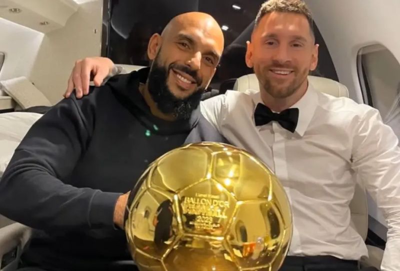 Lionel Messi et son garde du corps, Yassine Chueko