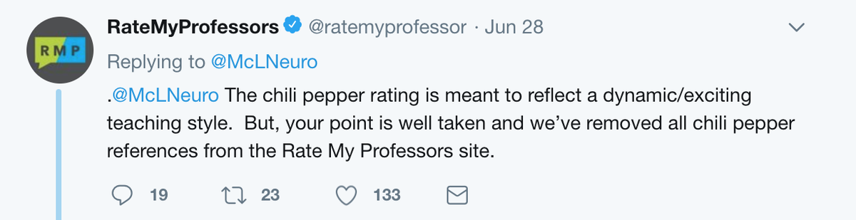 Ratemyprofessor respondeu