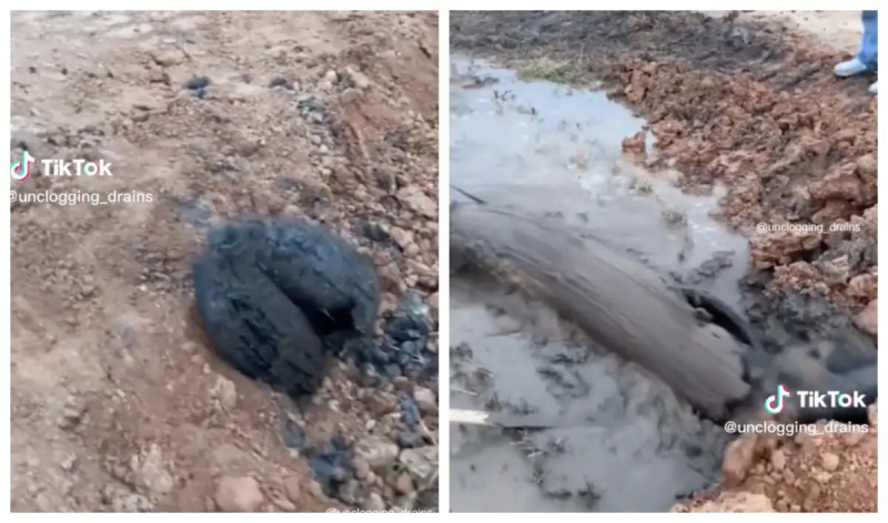 एक टायर एक नाली को खोलने के लिए प्रयोग किया जाता है।