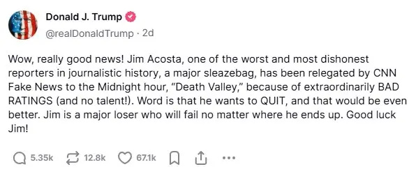 Donald Trump Istina Social Jim Acosta