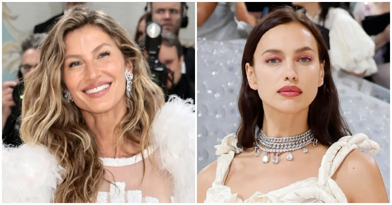 Nakasuot ng puting damit sina Gisele Bundchen at Irina Shayk sa 2023 Met Gala Celebrating"Karl Lagerfeld: A Line Of Beauty".