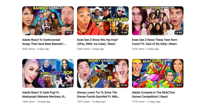 реагувати на ескізи каналів YouTube