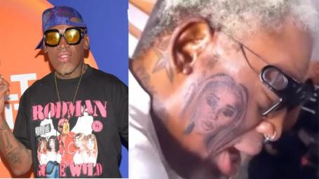 Nagpa-Tattoo si Dennis Rodman ng Larawan ng Mystery Girlfriend sa Kanyang Mukha