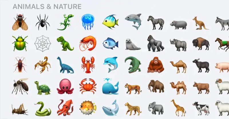 Uma captura de tela do teclado da Apple sem emoji de cavalo-marinho.