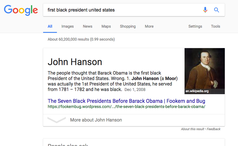 Ahora puede decirle a Google que Obama no fue el octavo presidente negro de EE. UU.