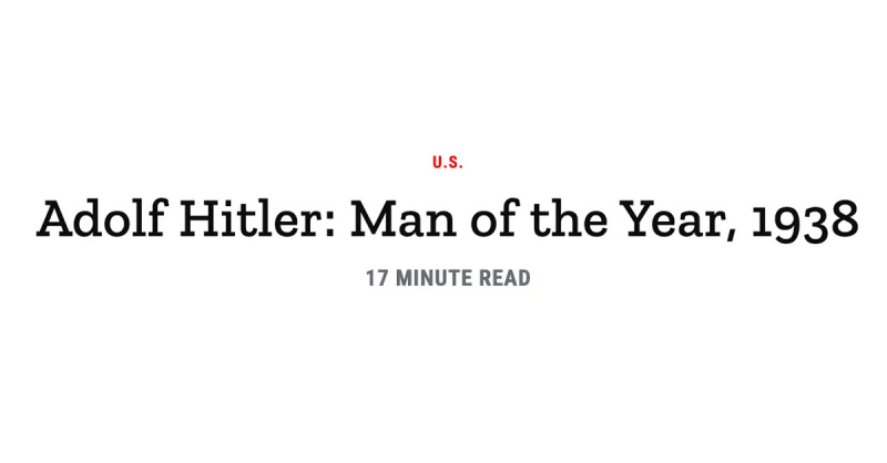 Čitanje naslova'Adolf Hitler: Man of the Year, 1938'