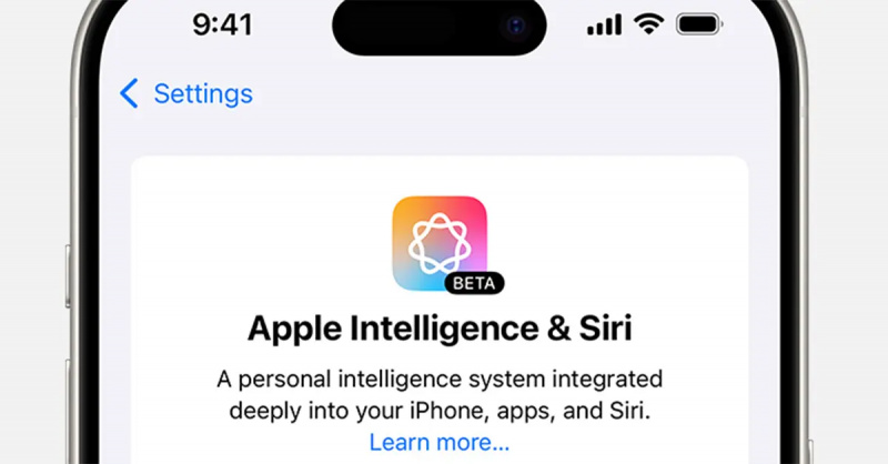 „Apple Intelligence & Siri“ meniu „iPhone“.
