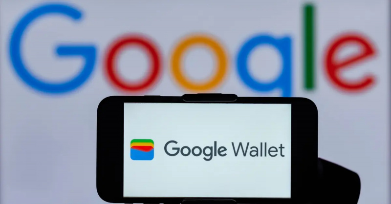 Google Wallet-logotyp på en telefon