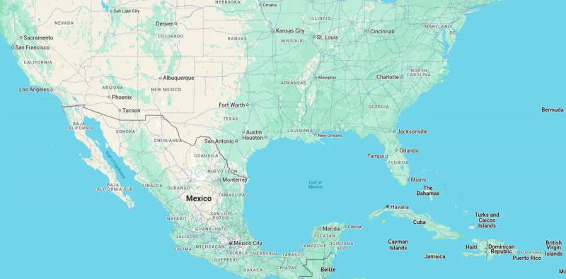 在时间表内部，墨西哥湾在Google Maps上成为美国的墨西哥湾