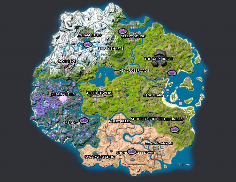 Los lugares de aparición de los ovnis en'Fortnite'