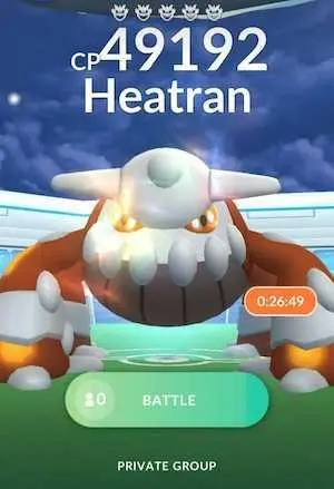 Heatran i et Pokémon GO-raid.