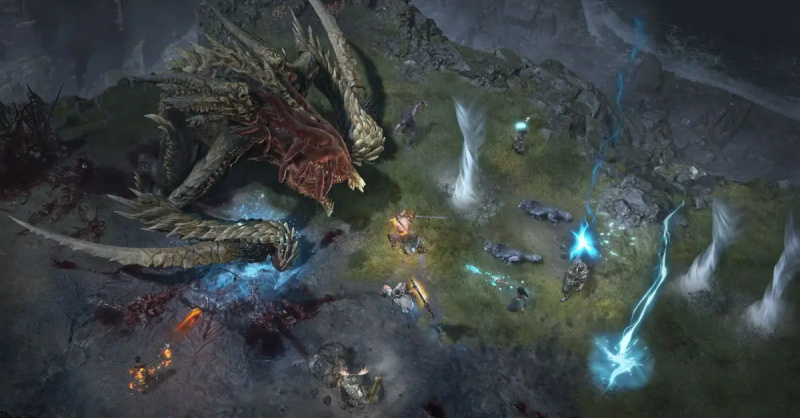 Igrači Diablo IV na bojnom polju bore se protiv krilatog demona.
