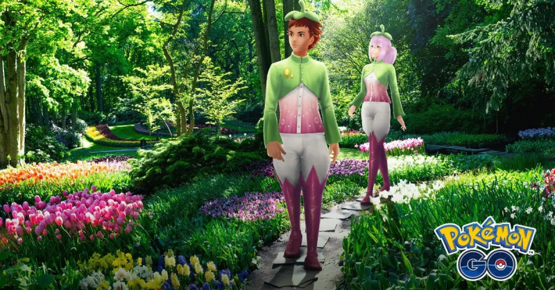 Les personnages Pokémon GO portant les nouveaux cosmétiques Bounsweet.