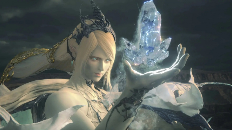   Shiva fra Final Fantasy XVI tilkaller en issøyle i hånden hennes.