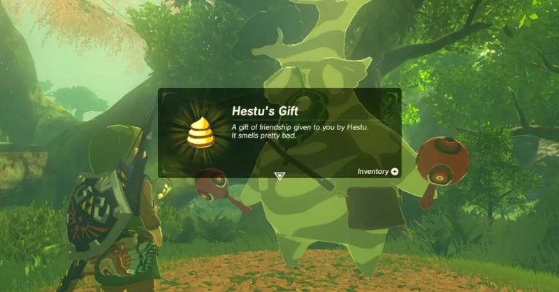 Hestu ger Link en belöning för att han hittat alla Koroks.