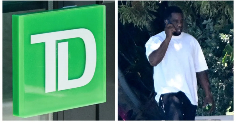 (L-R): Pintuan ng TD Bank; Sean"Diddy" Combs on the phone