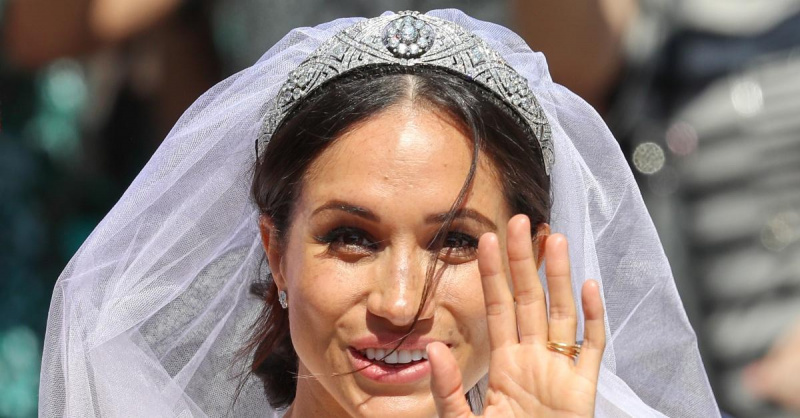 Meghan Markle, hertiginnan av Sussex, och hennes tiara på sin bröllopsdag.