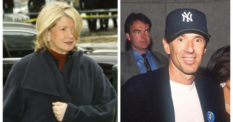 (L-R): Martha Stewart a tárgyalása alatt; Sam Waksal tárgyalása előtt