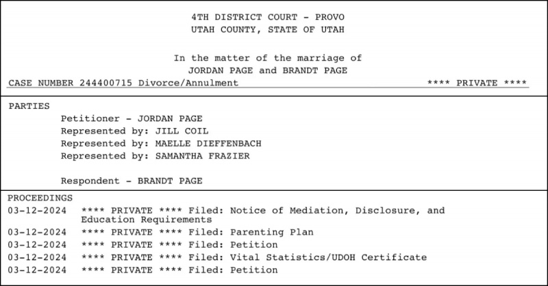 Jordan side's divorce court documents
