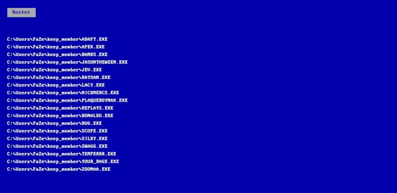 La lista de FaZe Clan publicada en su sitio web