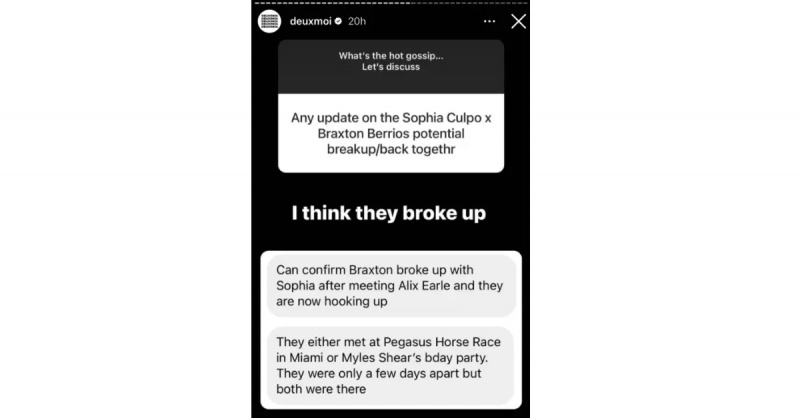 instagramowa historia od deuxmoi o sophii culpo, braxton barrios i alix earle