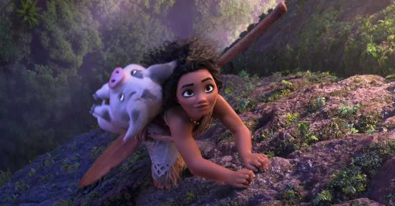 Moana ir jos augintinė kiaulė kopia į kalną'Moana 2'