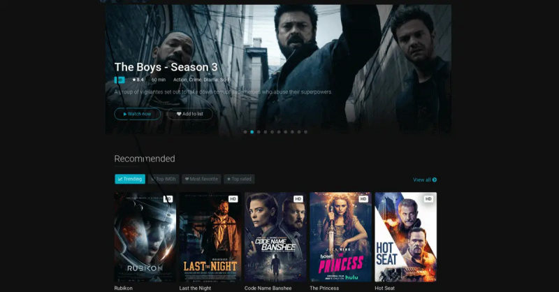 Et skærmbillede af FMovies hjemmeside.