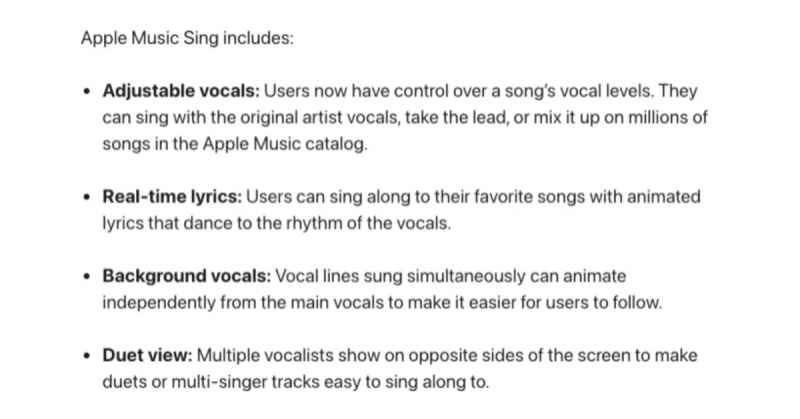 Funkcie Apple Music Sing