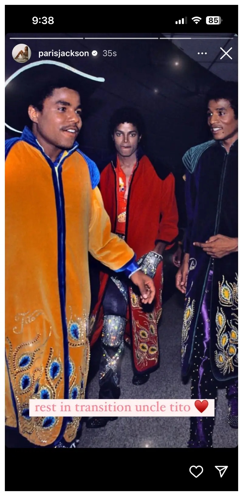 Paryża Jacksona's Instagram post about Tito Jackson