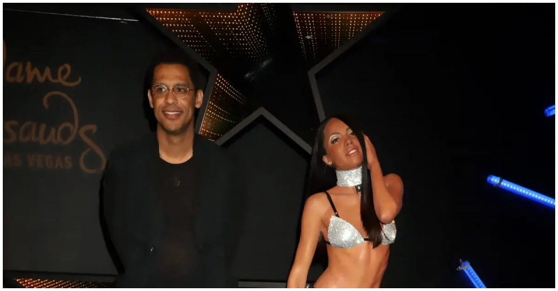 (l-r): Rashad Haughton és Aaliyah viaszfigurája