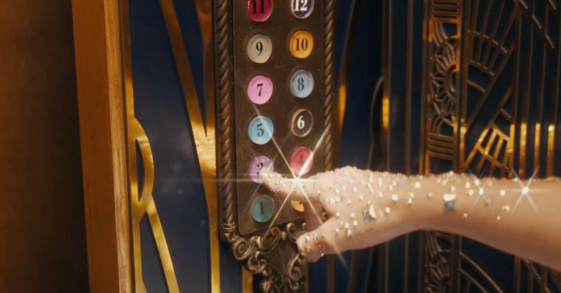 Teilore Svifta's mysterious elevator in the "Bejeweled" music video.
