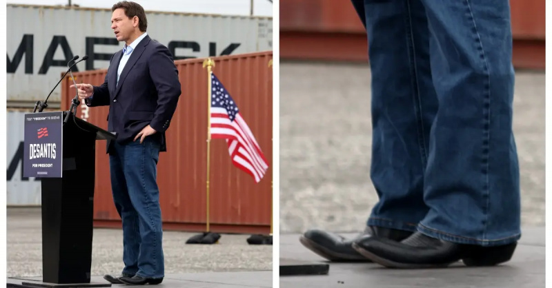 El candidato presidencial republicano, el gobernador de Florida, Ron DeSantis, habla en un evento de campaña en Los Ángeles Harbor Grain Terminal el 29 de septiembre de 2023.