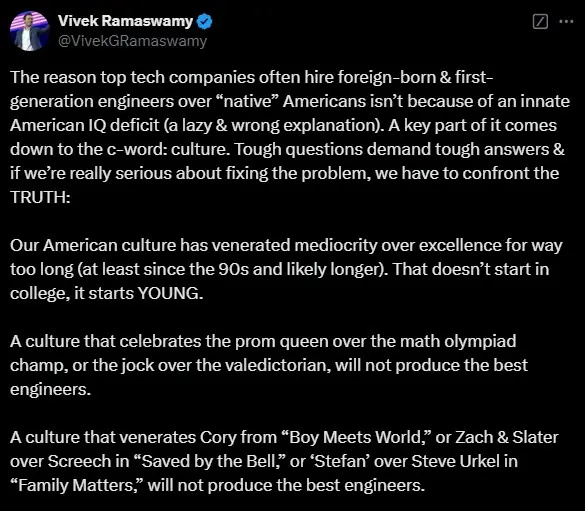 Vivek Ramaswamy mengomentari X tentang Boy Meets World