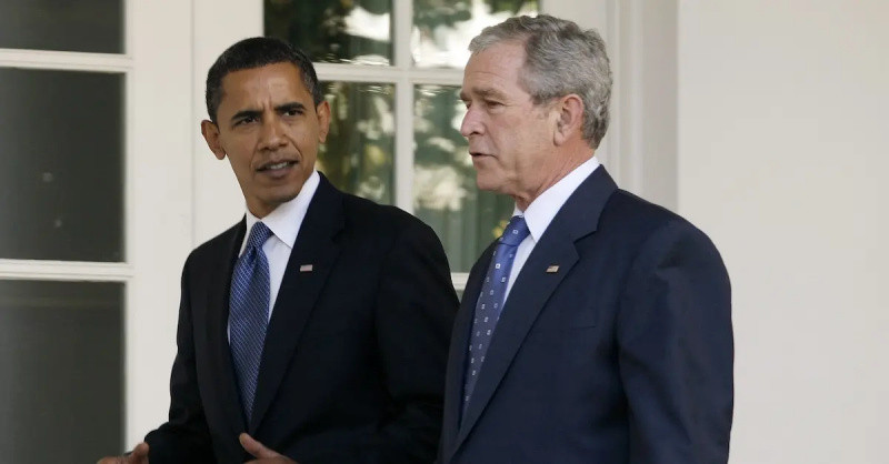 Bush accueille le président élu Obama à la Maison Blanche (2008)