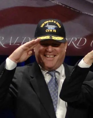John"Jack" Gardner Ford at a ceremony where a model of the USS Gerald R Ford was unveiled.