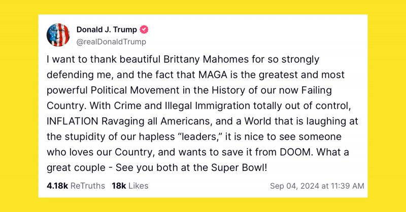 Donald Trump adevărul social Bretania Mahomes