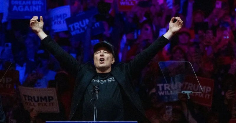Elon Musk taler til Trump's Madison Square Garden Rally.