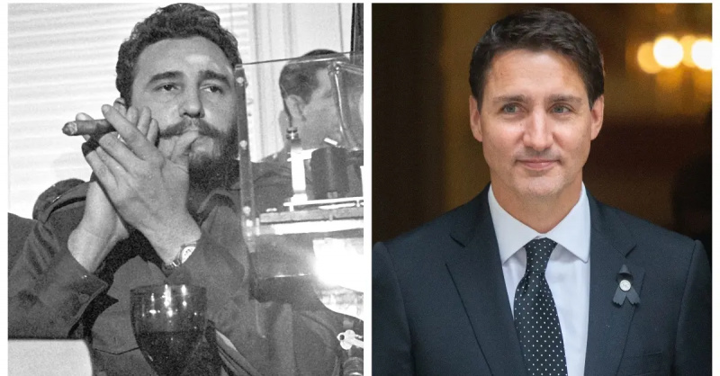 (De gauche à droite) : Fidel Castro ; Justin Trudeau