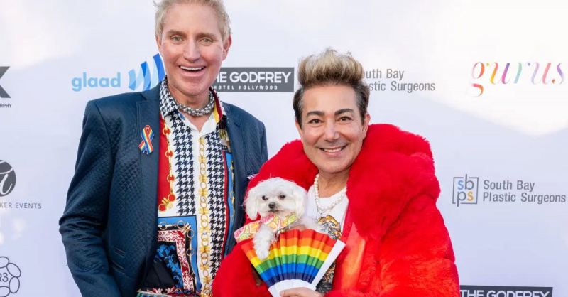   Si Patrik Simpson at Pol Atteu ay nagpakuha ng larawan sa isang GLAAD event na red carpet