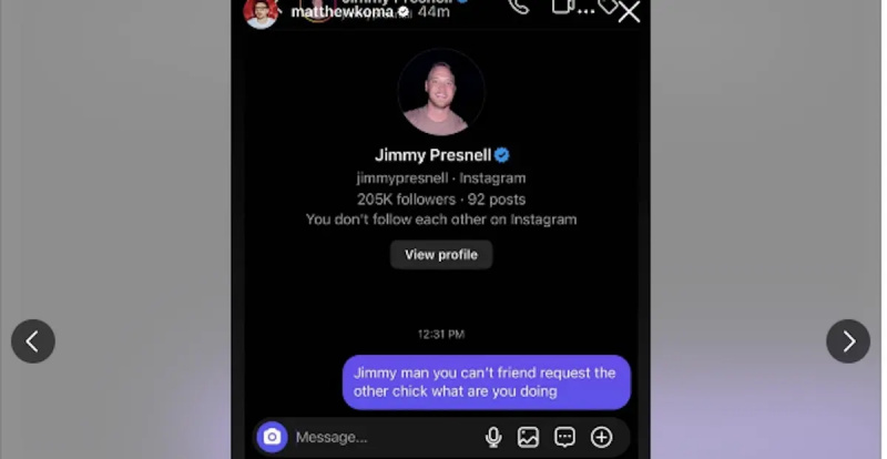 Matthew Koma šalje DM Jimmyju iz'Love Is Blind'