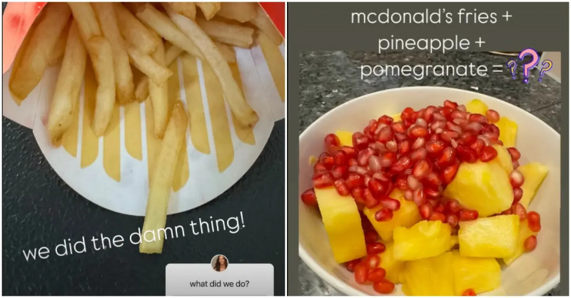 Ibinahagi ni Kristen Doute ang mga larawan ng french fries, pineapple, at granada sa Instagram Stories.