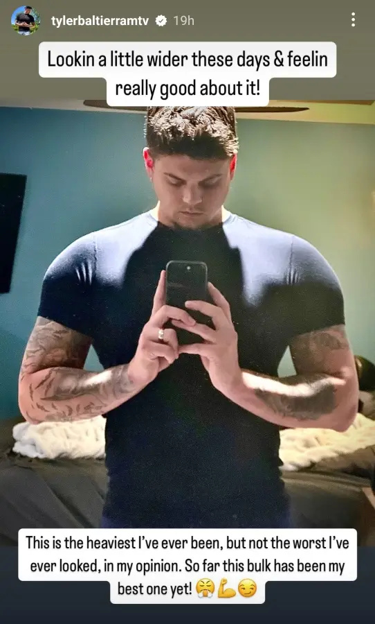 Nagkomento si Tyler Baltierra sa Kanyang Bulkier Frame sa Instagram Post Tungkol sa Pag-eehersisyo