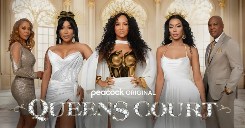 (l-r): Holly Robinson Peete, K. Michelle, LisaRaye, London Charles és Rodney Peete'Queens Court' Season 2