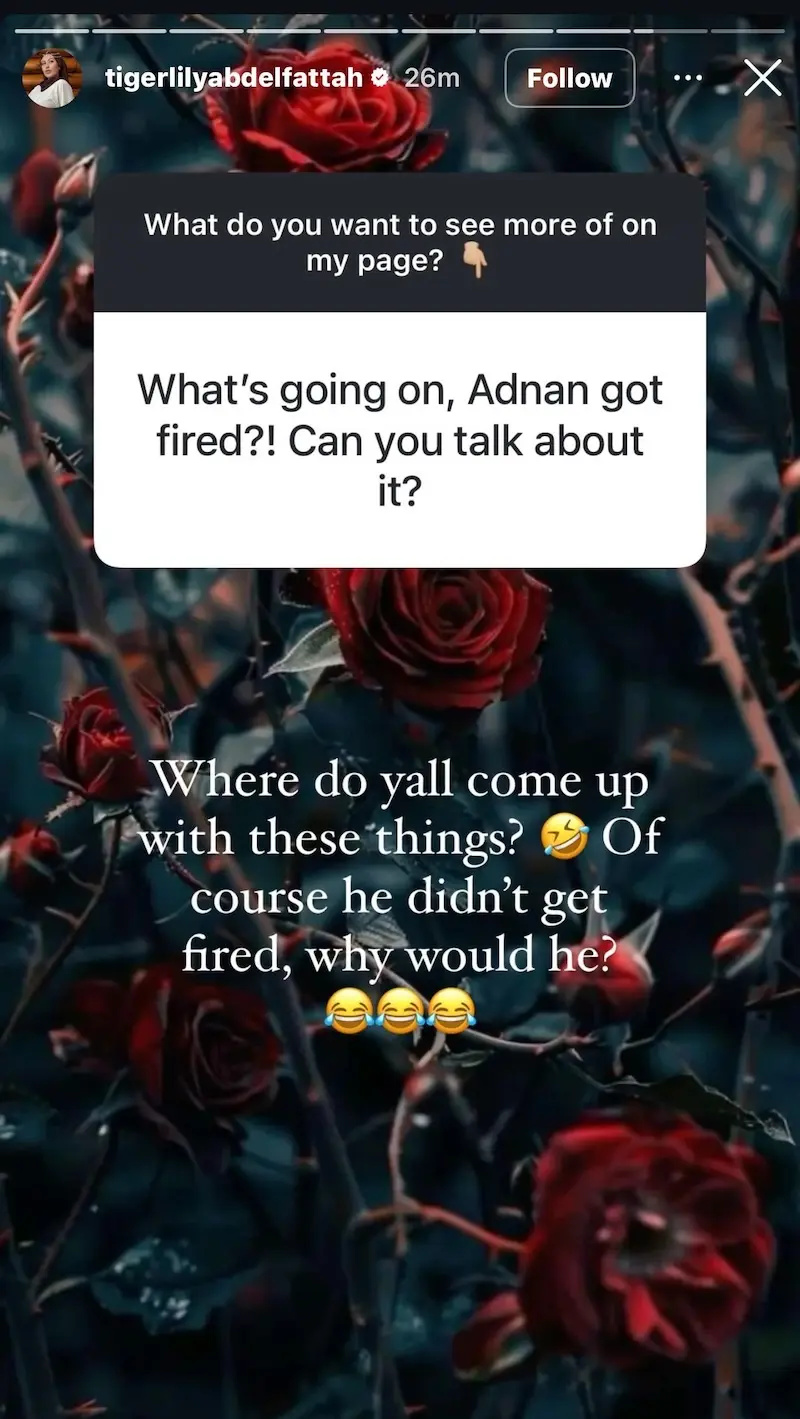 Adnan hat die Antwort auf Instagram gefeuert