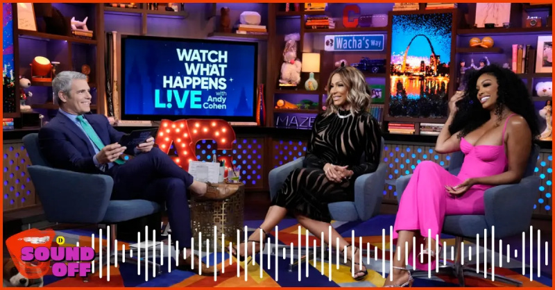 (l-r): Andy Cohen, Sheree Whitfield i Porsha Williams