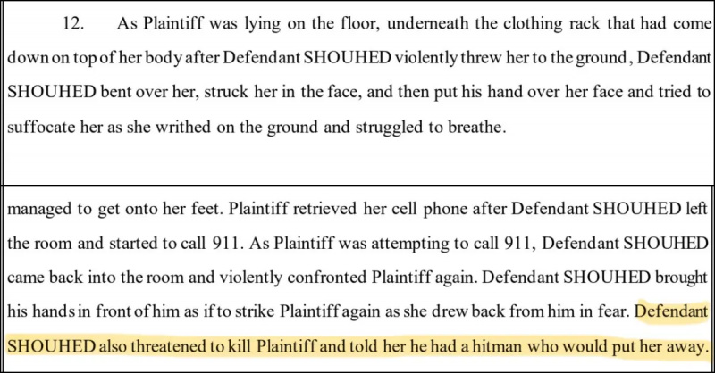   Paulina Ben-Cohenová's domestic violence civil lawsuit filed against Ben Shouhed in March 2024.